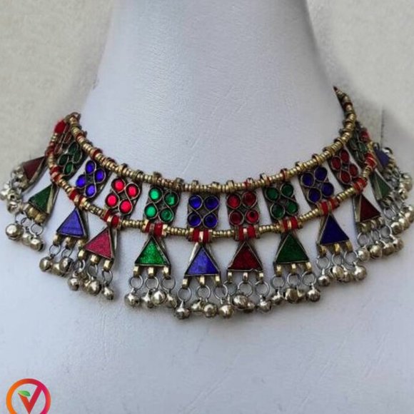 Antique Afghan handmade stylish jewelry-Tribal choker set - Picture 5 of 6